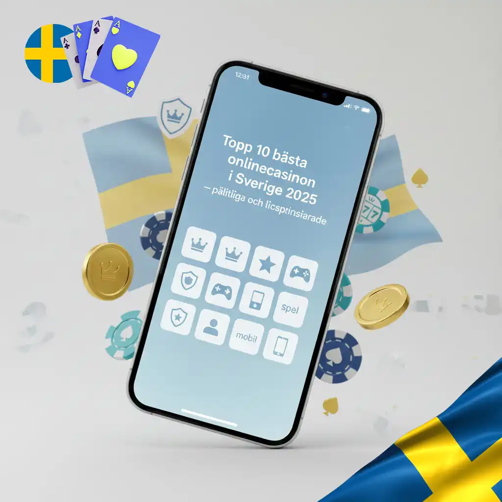 Grafisk översikt med tio casinorelaterade ikoner